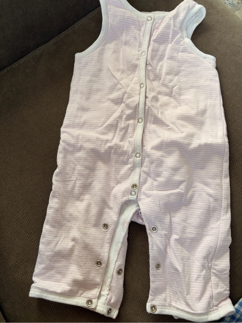 Jacadi Light Pink & White Striped Sleeveless Romper